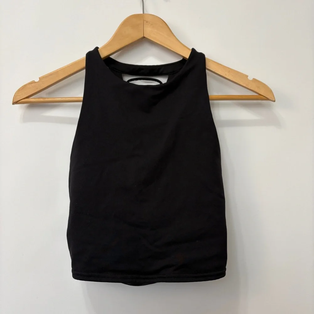 Alo Yoga Movement Strappy Back High Neck Crop Sport Bra Black Sz XS Lori‎ Harvey